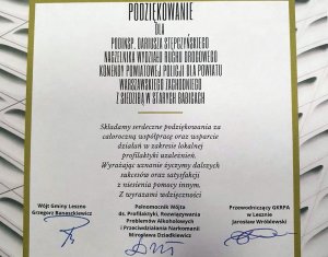 Podziękowania dla Naczelnika Wydziału Ruchu Drogowego