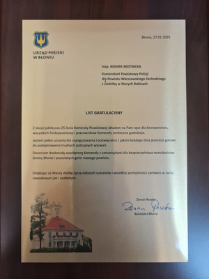 Gratulacje od Burmistrza Błonia