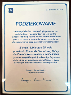 Gratulacje od Wójta Gminy Leszno