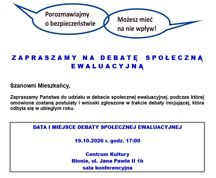 Debata ewaluacyjna dla mieszkańców gminy Błonie