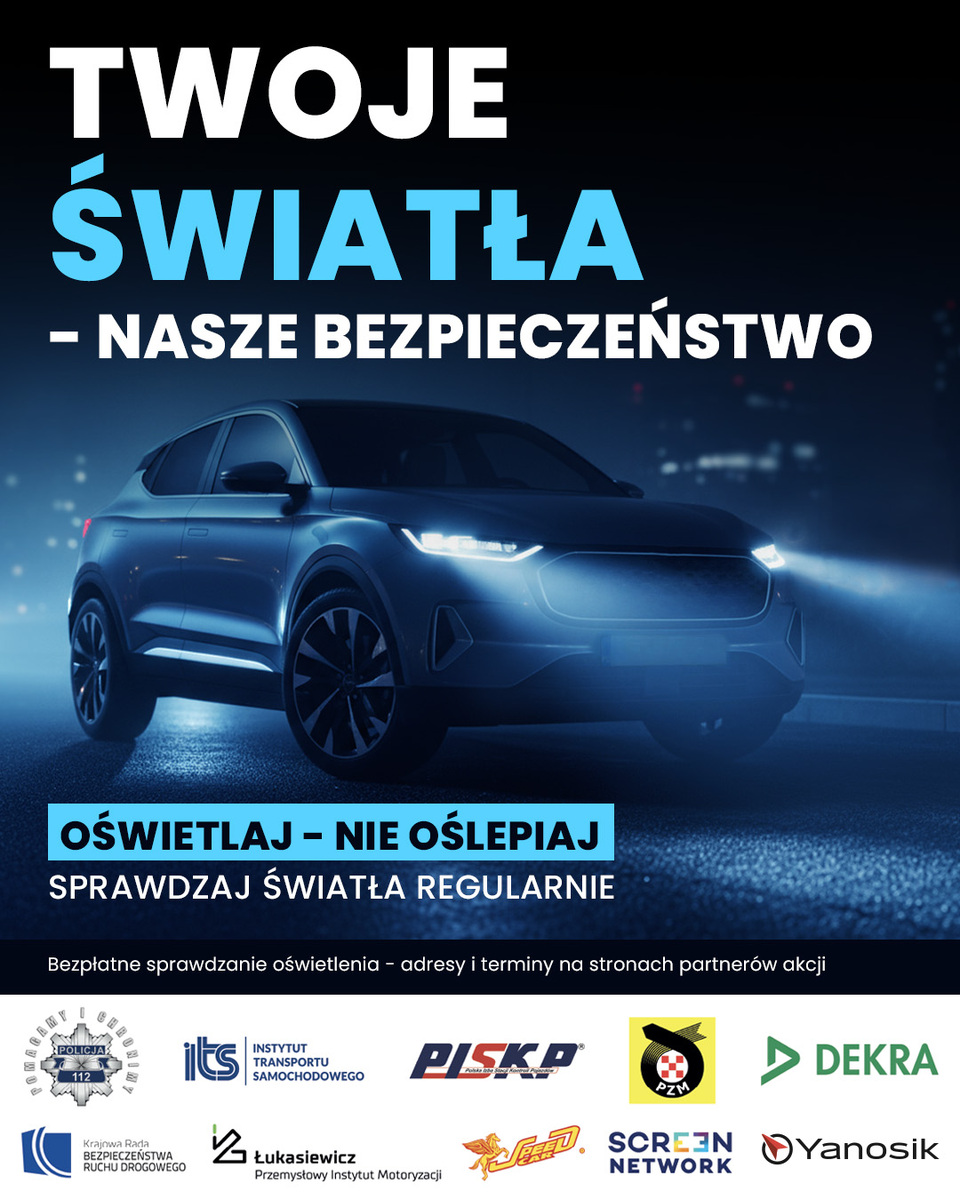 Bezpłatne sprawdzanie oświetlenia pojazdów w całej Polsce